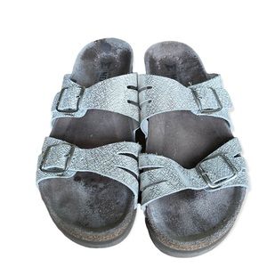 Mephisto Helisa Metallic Buckle Slide Sandals Size 9 | 40